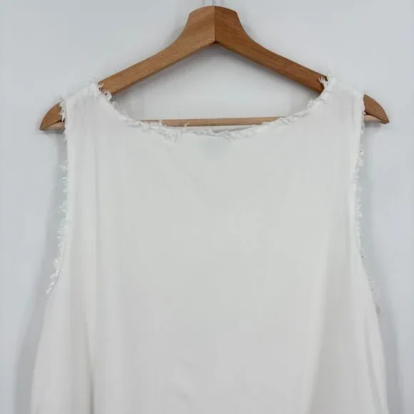 Sundance Women's White Scoop Neck Tiered Tank Top Large - Picture 6 of 11